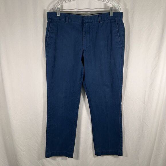Banana Republic Aiden Chino Men's 36x30 Solid Blue Office Pockets 100% Cotton - Picture 1 of 9